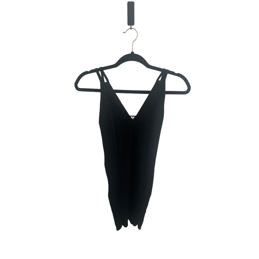 SANDRO Paris Soan Black Ribbed Knit Tank Top Double Strap Vneck Size 2